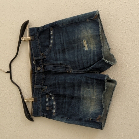 Gap Denim Shorts Girlfriend Short Medium Indigo Size 24 Distressed - Picture 1 of 12